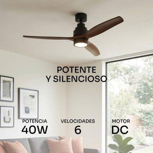 Ventilador de Techo con Luz Mellerware Brizy Bright 40W 132cm 6 Velocidades Motor DC Mando a Distancia
