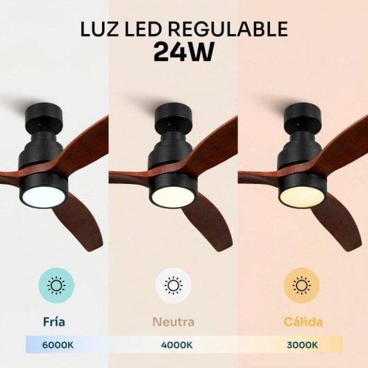 Ventilador de Techo con Luz Mellerware Brizy Bright 40W 132cm 6 Velocidades Motor DC Mando a Distancia