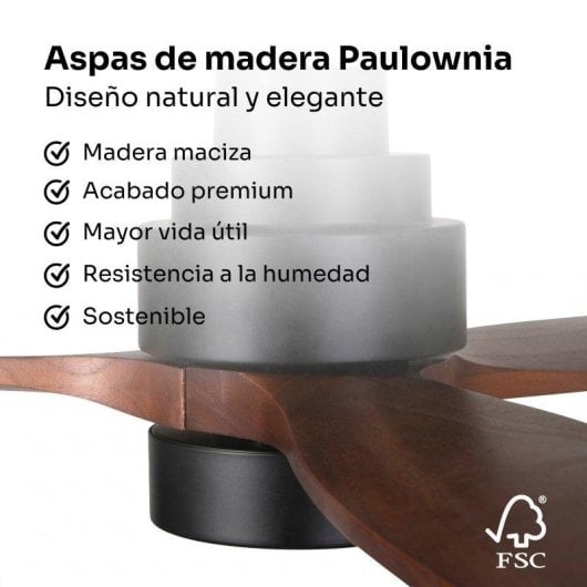 Ventilador de Techo con Luz Mellerware Brizy Bright 40W 132cm 6 Velocidades Motor DC Mando a Distancia