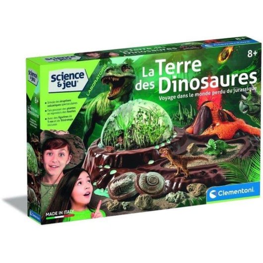 Kit Terrário Pré-histórico Clementoni com Vulcão, Fósseis e Pinturas - 8 anos