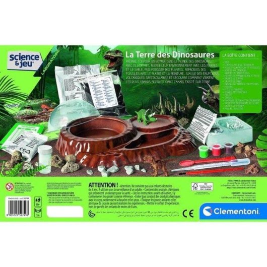 Kit Terrário Pré-histórico Clementoni com Vulcão, Fósseis e Pinturas - 8 anos
