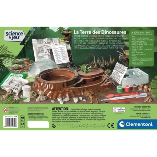 Kit Terrário Pré-histórico Clementoni com Vulcão, Fósseis e Pinturas - 8 anos