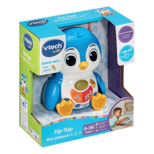 Juguete Interativo VTech Baby Flip Flap My Penguin 1-2-3 Asas Batem Botões Luz