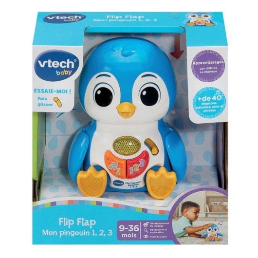 Juguete Interativo VTech Baby Flip Flap My Penguin 1-2-3 Asas Batem Botões Luz