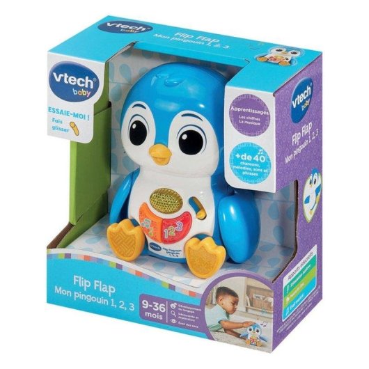 Juguete Interativo VTech Baby Flip Flap My Penguin 1-2-3 Asas Batem Botões Luz