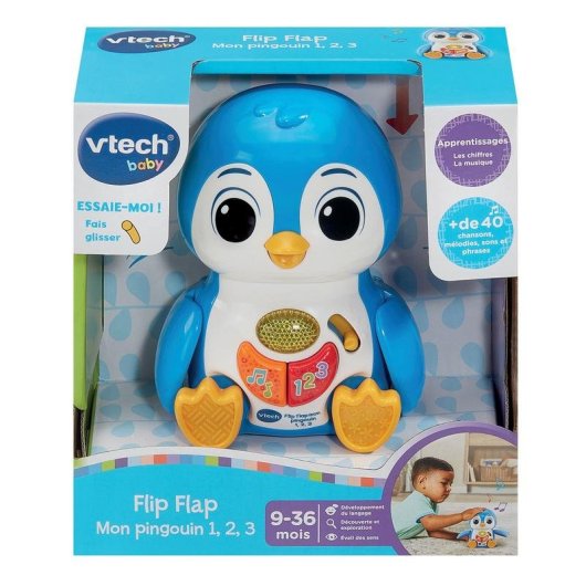 Juguete Interativo VTech Baby Flip Flap My Penguin 1-2-3 Asas Batem Botões Luz