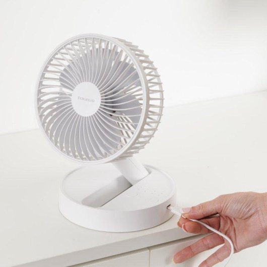 Mini Ventilador Taurus Mesa Recargable Motor BLDC 4 Velocidades Temporizador Silencioso USB-C