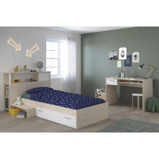 Set Camera Bambini 3 Pezzi Parisot Charlemagne Letto 90x190 + Scrivania Acacia Chiaro