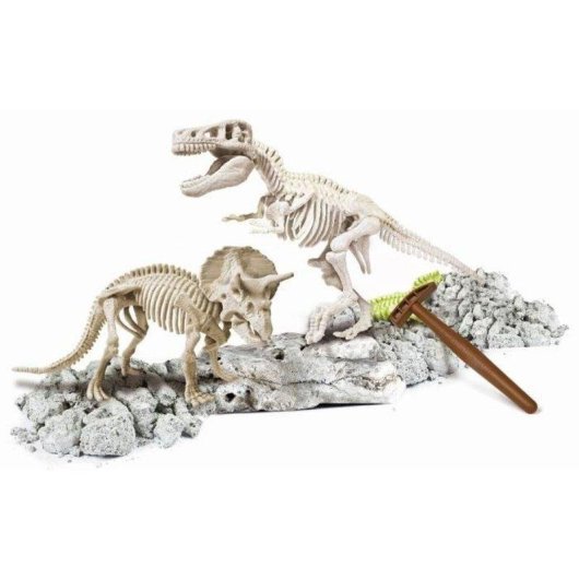 Kit excavación dinosaurios Clementoni Archéo Ludic T-Rex y Triceratops fosforescentes