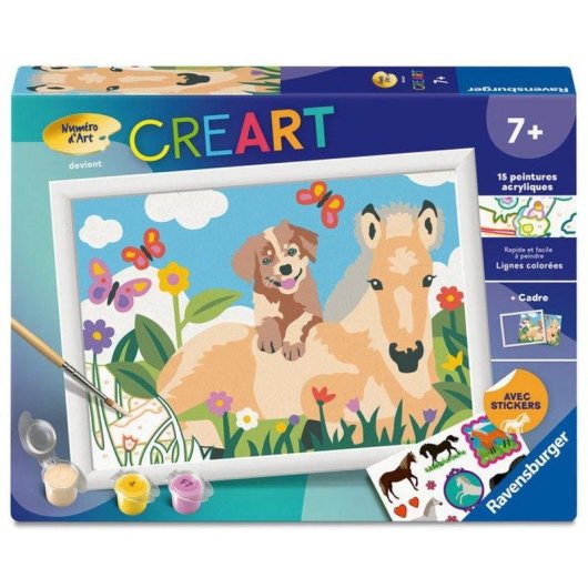 Kit de Pintura por Números Ravensburger Creart Kids Cavalo e Cão 18x24 cm