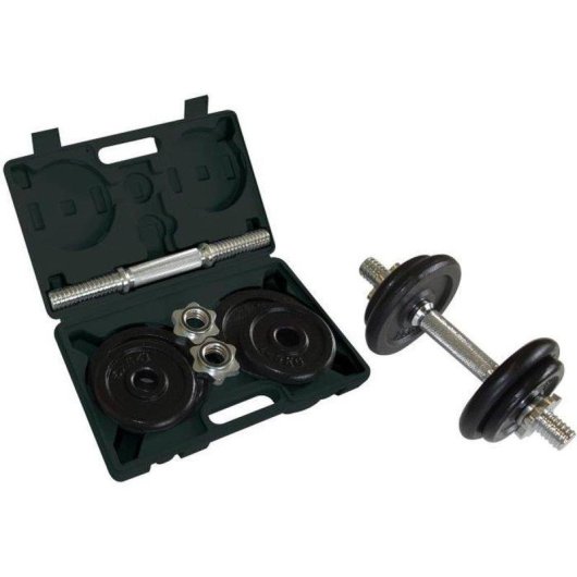 Schildkröt Hantelset 10 kg mit 30 cm Chromstange und Gusseisenplatten