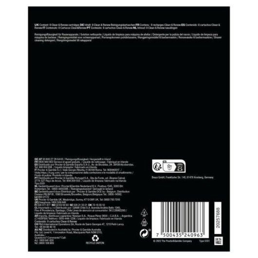 Cartuccia di pulizia Braun CCR8 ShaverCare 3 in 1 Pack 8 Limone
