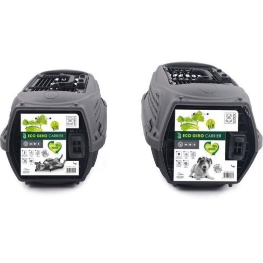 Transportín MPETS Eco Giro Talla S Plástico Gris con Puerta Metálica y Ventilación