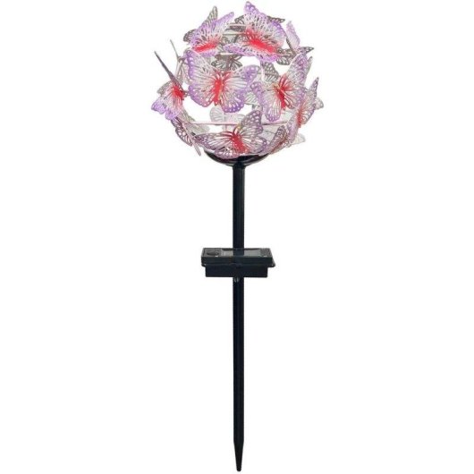 Lámpara solar decorativa Galix Nube de Mariposas esfera metálica 12 cm 24 micro-led