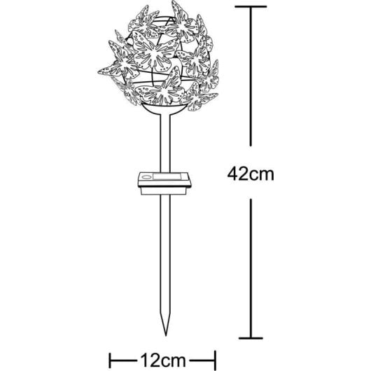 Lámpara solar decorativa Galix Nube de Mariposas esfera metálica 12 cm 24 micro-led