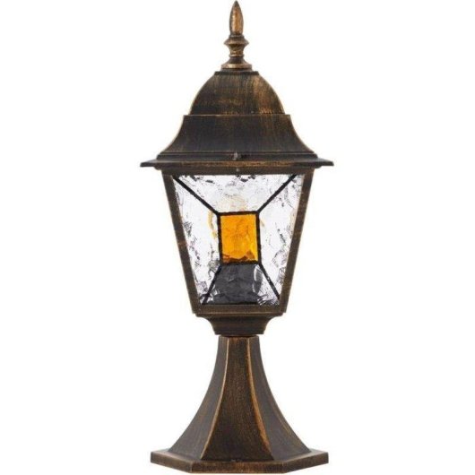 Farol Exterior Brilliant Janel Báculo Negro Dorado Cristal Texturizado IP44