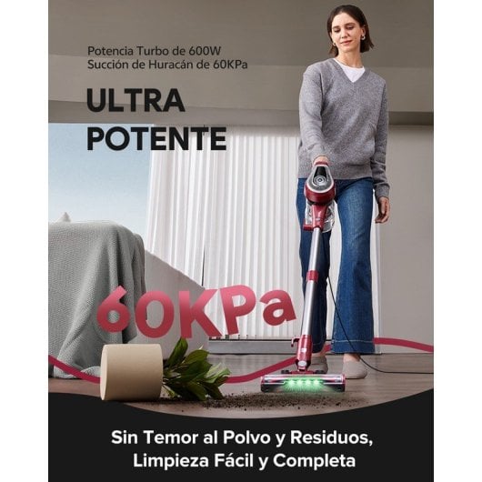Aspirador com Fio Vactidy C8 600W 60KPa Depósito 1,5L Acessórios LED