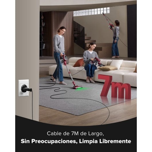 Aspirador com Fio Vactidy C8 600W 60KPa Depósito 1,5L Acessórios LED