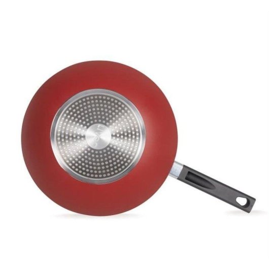 Poêle Wok Livoo MEP156R 32 cm Antiadherente Induction Poignée Silicone Rouge