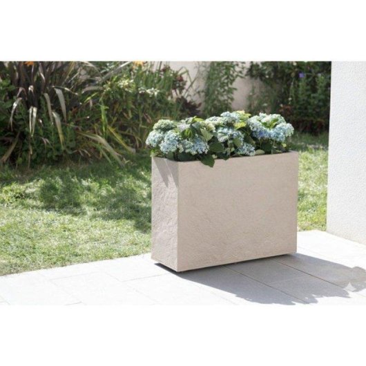 Jardinière EDA Volcania 46 L Rectangulaire Effet Pierre Beige Calcaire