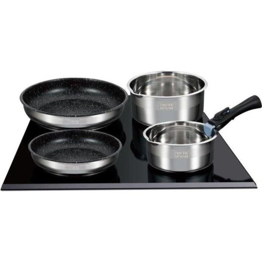Set de cocina Arthur Martin AM2493 8 piezas acero inoxidable mango extraíble inducción