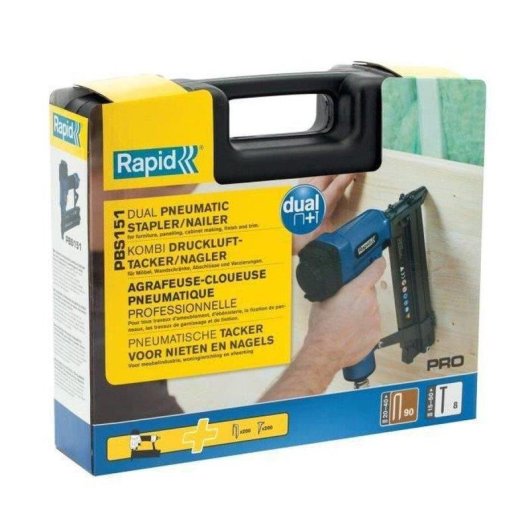 Rapid PRO PBS151 Hefter und Nagler Pneumatisch Magnesiumgehäuse 20-50 mm Kit