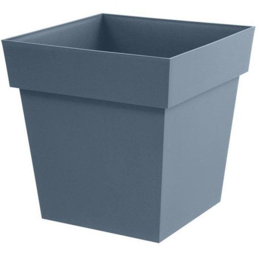 Maceta cuadrada EDA Toscane 32 cm 22 L Polipropileno Bleu Jean Resistente UV Heladas