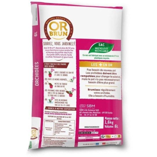 Sustrato para Orquídeas OR BRUN 6 L Biodegradable