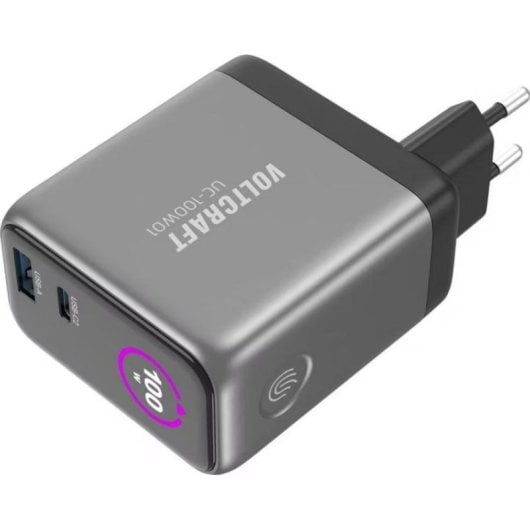 Cargateur USB Voltcraft UC-100W01 GaN 100W 3 Ports Affichage Color