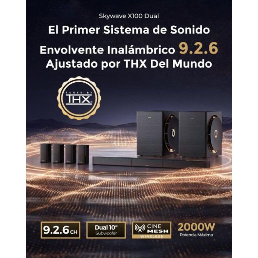 Barra de Sonido Ultimea Skywave X100 Dual 9.2.6 2000W THX CineMesh Dolby Atmos