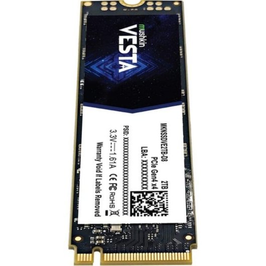 Disco Duro Mushkin Vesta 2TB SSD M.2 PCIe 4.0 5000MB/s lectura 4500MB/s escritura