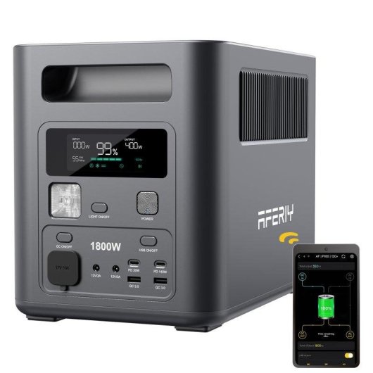 Estação de energia AFERIY Nomad1800 1024Wh 2 portas AC 3 USB Bateria LiFePO4