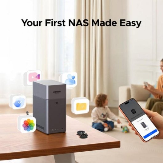 NAS UGREEN 2 bahías 7,8TB 4GB RAM HDMI USB-C RAID 0/1 JBOD compacto