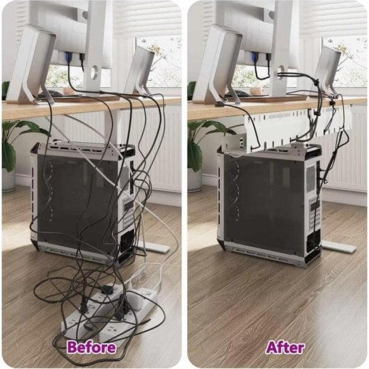 Bandeja de gestión de cables vidaXL acero blanco 43 x 9 x 11,5 cm