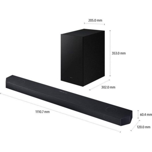 Barra de Sonido Samsung HW-Q600H/ZF 3.1.2 380W Bluetooth WiFi Dolby Atmos Negra