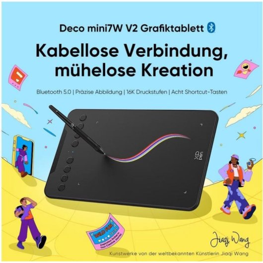 Tableta gráfica XP-Pen Deco Mini7W V2 inalámbrica Bluetooth 5.0 16K
