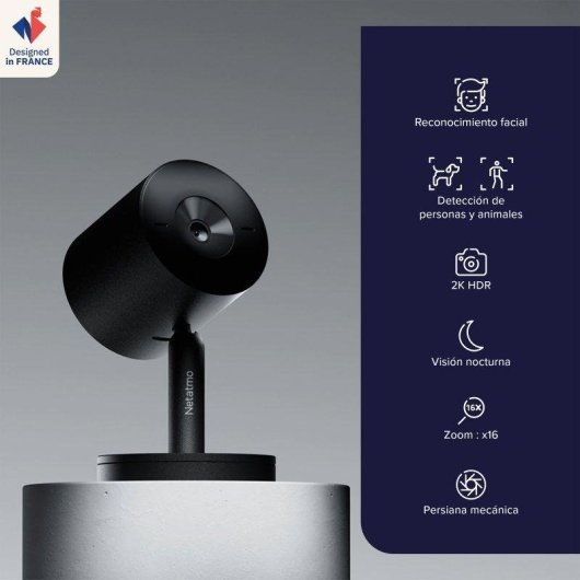 Cámara de seguridad interior Netatmo Advance Negra con detección de caras