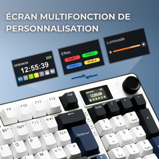Clavier The G-Lab Keyz Elite 450 compact RGB avec écran LCD AZERTY français