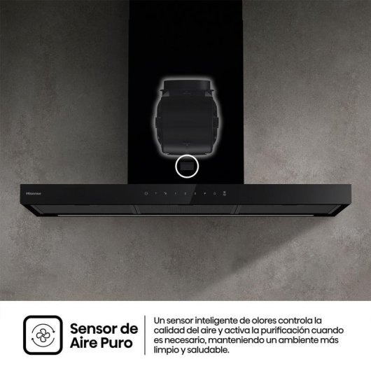 Campana extractora Hisense con motor inverter extracción 90cm y control táctil
