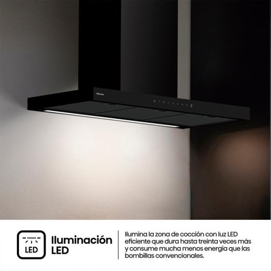 Campana extractora Hisense con motor inverter extracción 90cm y control táctil