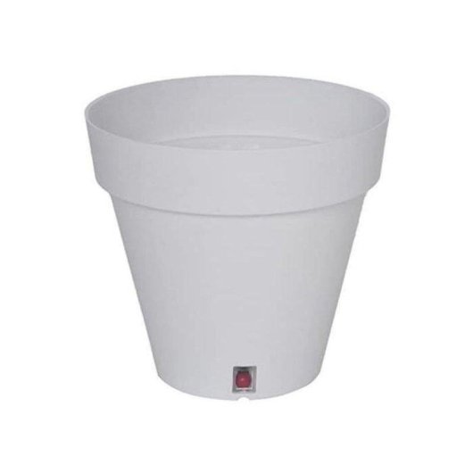 Maceta Redonda Riviera 30 cm 10,5 L Blanche Traitée UV et Résistante aux Chocs