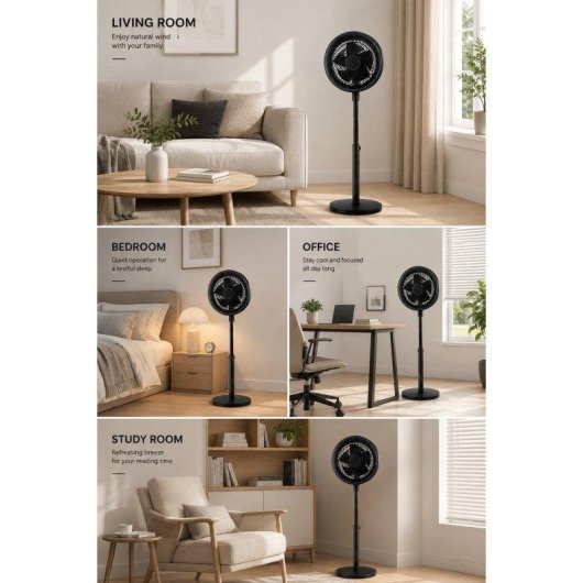Standventilator Autrucker 85W 10'' 3 Stufen Oszillierend Leise Höhenverstellbar