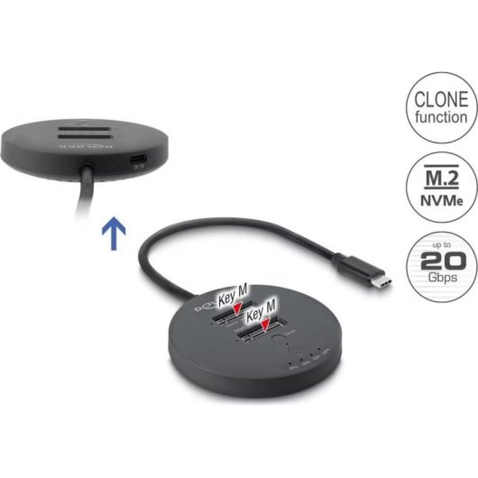 Estación de acoplamiento M.2 Delock USB 20 Gbps con clonación
