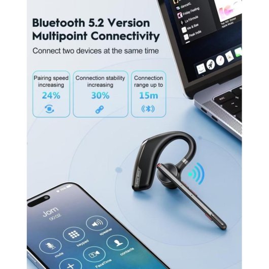 Auriculares New Bee inalámbricos Bluetooth 5.2 In Ear con cancelación de ruido y micrófono, negro