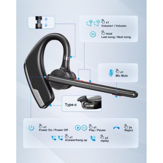 Auriculares New Bee inalámbricos Bluetooth 5.2 In Ear con cancelación de ruido y micrófono, negro