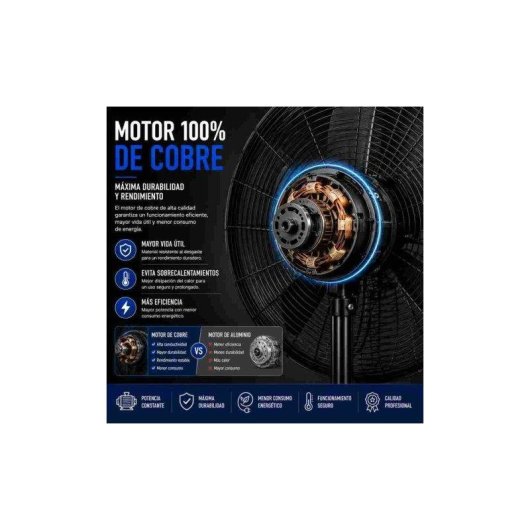 Ventilador de Pie Industrial Bilake Tormenta 280W 81cm Oscilante Altura Regulable Cabezal Orientable