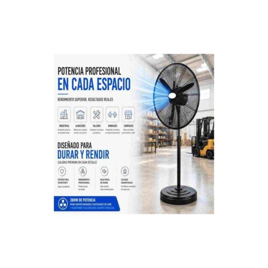 Ventilador de Pie Industrial Bilake Tormenta 280W 81cm Oscilante Altura Regulable Cabezal Orientable