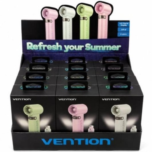 Mini Ventilateur Portable Vention PBE 11,1Wh 17000RPM 100 Vitesses USB-C Batterie 3000mAh LED