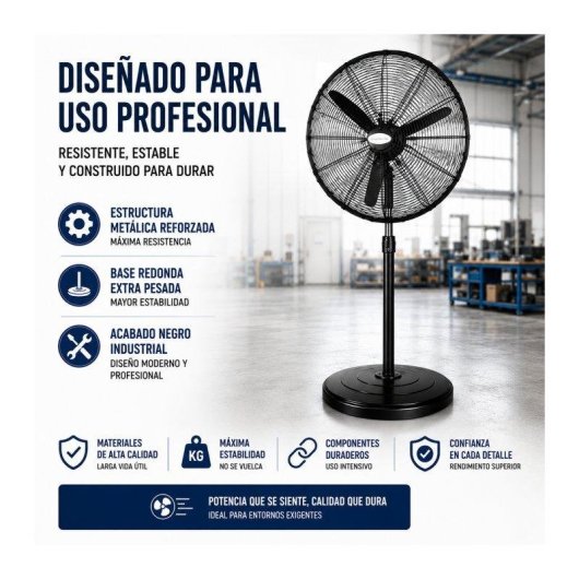 Ventilador de Pie Industrial Bilake Tormenta 240W 71cm 3 Velocidades Oscilante Altura Regulable
