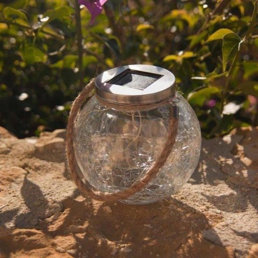 Lumisky Crack Ball Cord Solar Dekokugel mit Seilgriff, 2 Stück